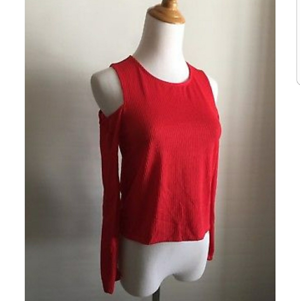 Red Cold Shoulder Top